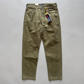 Men's grey straight-leg casual cotton trousers on a hanger.