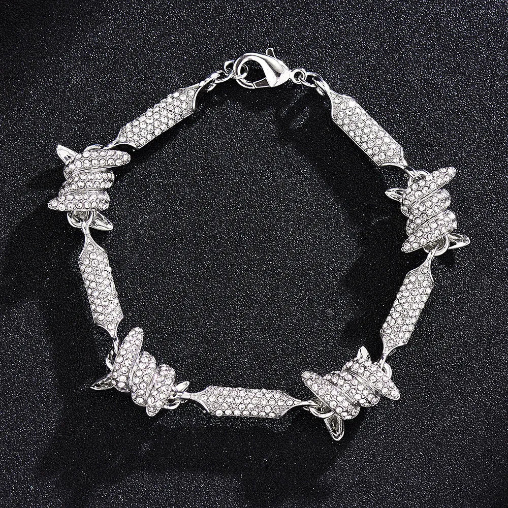 Cuban chain bracelet or necklace in gold or silver alloy with 3D solid pave links, 8 inch bracelet and 18-24 inch necklace lengths