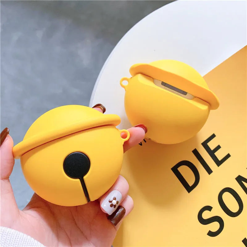 Yellow silicone bell-shaped protective case for AirPods 1st and 2nd generation wireless earbuds