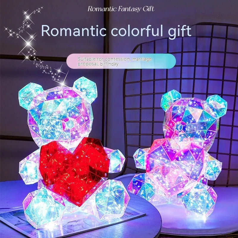 30cm USB luminous bear in Red Love or Pink Love, plastic cartoon decoration with exquisite gift box