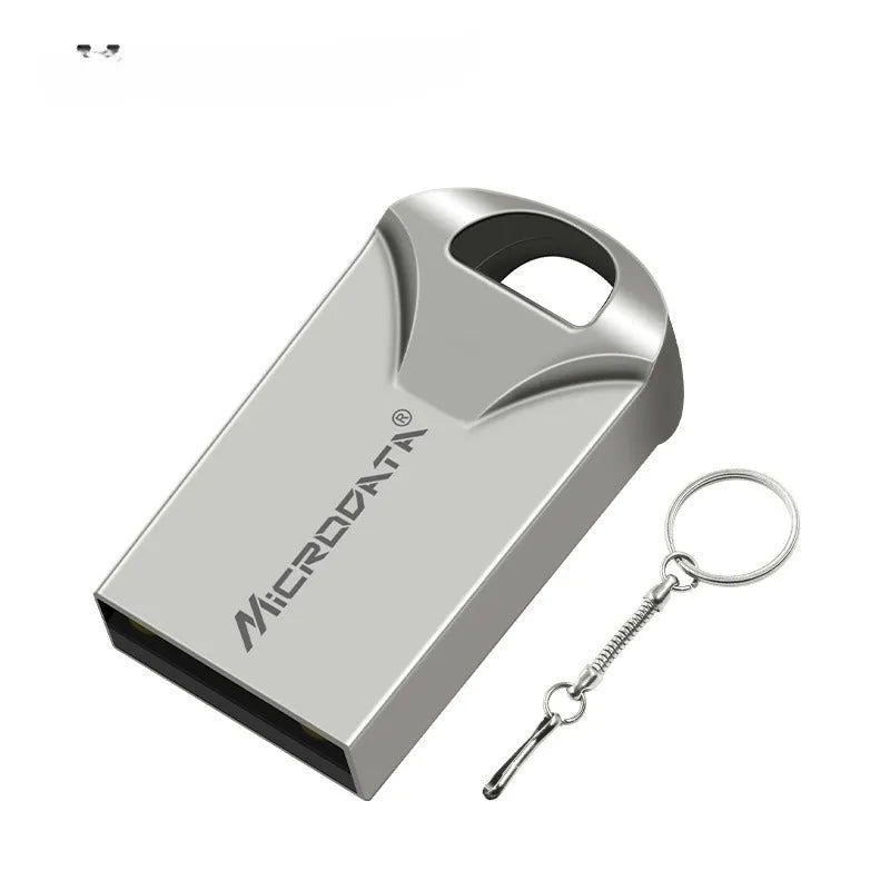 Silver car-shaped metal USB flash drive on a necklace chain for wearable portable storage
