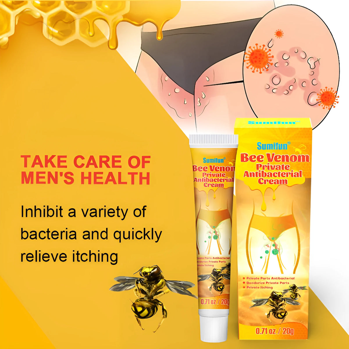Male pruritus vulvae cream 20g tube for soothing genital itch relief
