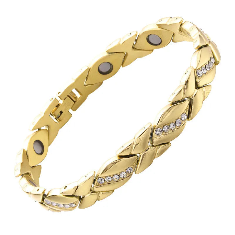 Retro bowknot five diamond strong magnetic red copper therapy bracelet unisex copper bow shape