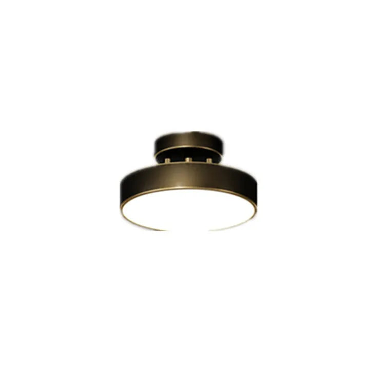 Creative round pure copper ceiling lamp in modern simplicity style, available in 15-30cm sizes with black or copper finish