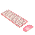 Wireless keyboard and mouse set in blue colour showing compact keyboard and mouse with USB receiver.