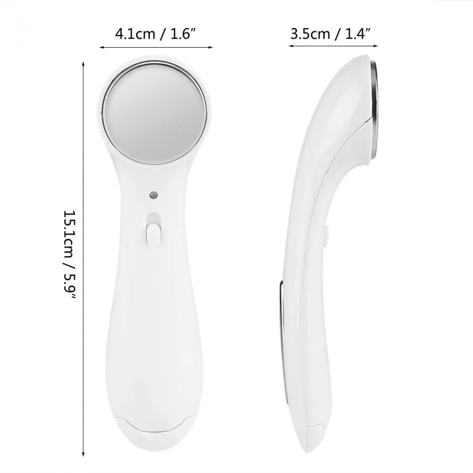 Electric facial massager in white: ultrasonic and ionic skin firming device with wrinkle removal function, approx 15cm long