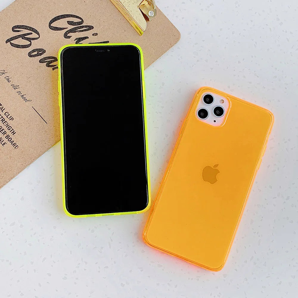 Fluorescent TPU back cover for iPhone in solid colour, compatible with multiple models