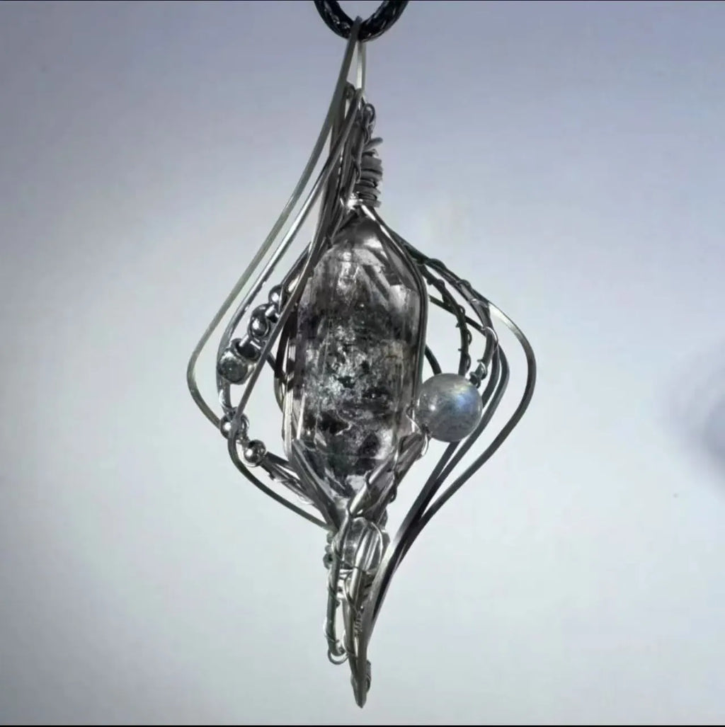 Mori style winding hollow out creative pendant necklace with adjustable cross chain