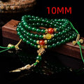 Natural green agate multi-circle bracelet for men and women on a wrist, showing different bead size options.