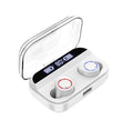 Black X11 wireless Bluetooth earbuds and their portable charging case on a white background.