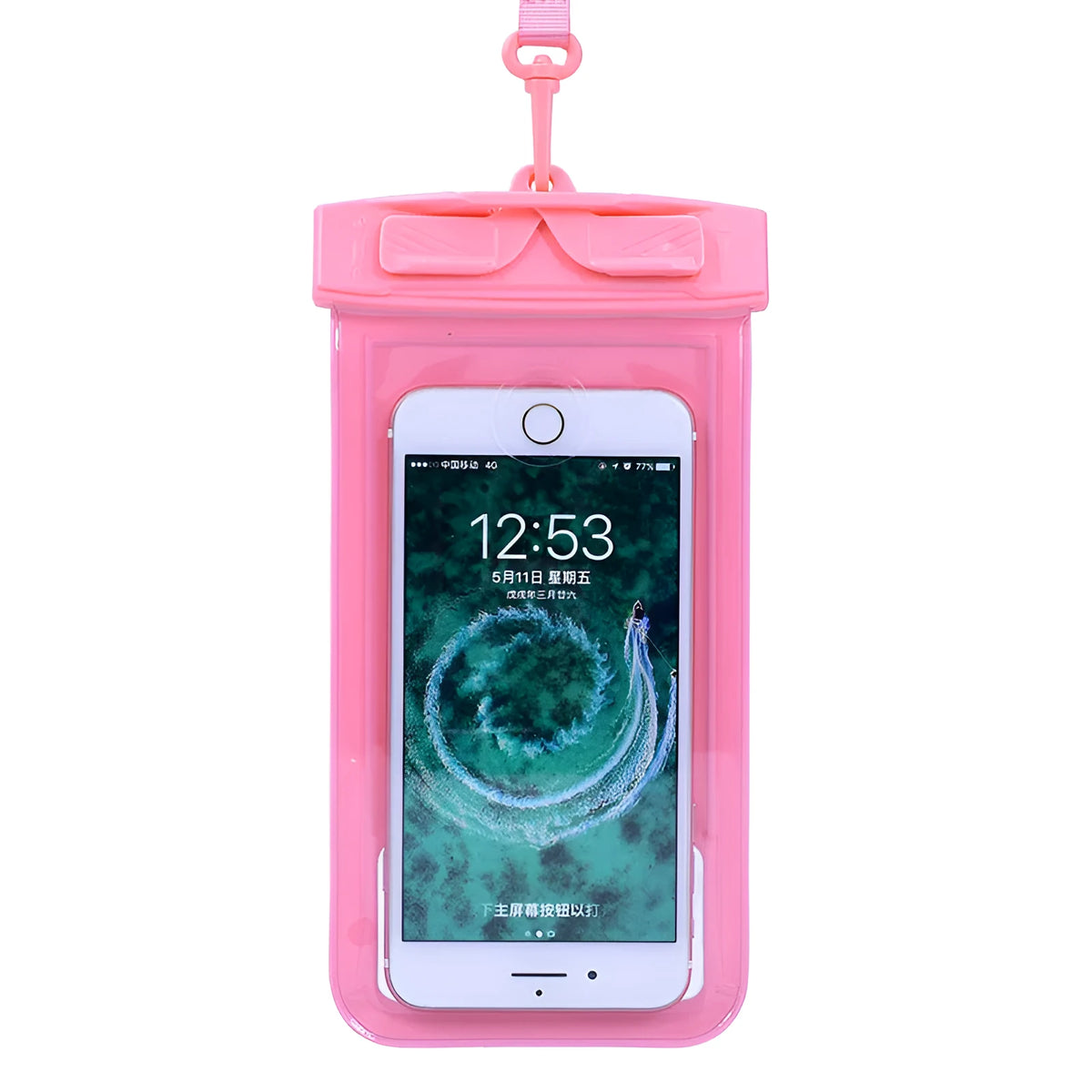 Waterproof PVC phone bag in various colours for diving, beach swimming, and outdoor use available in large and small sizes
