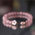 Strawberry quartz peach blossom flower-shaped crystal bracelet for women