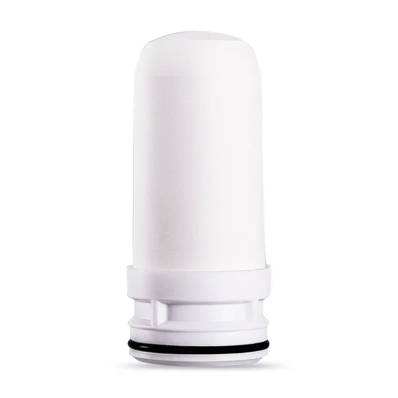 White diatom ooze ceramic water filter element measuring 43x43x100mm