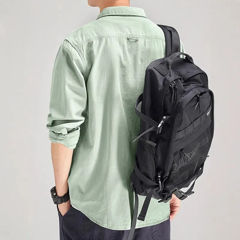 Men's loose long sleeve overalls cardigan shirt in polyester, shown in light grey colour.