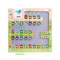 Wooden magnetic letter matching maze, 29.5cm square board with magnetic wand and coloured beads, colour box packaging