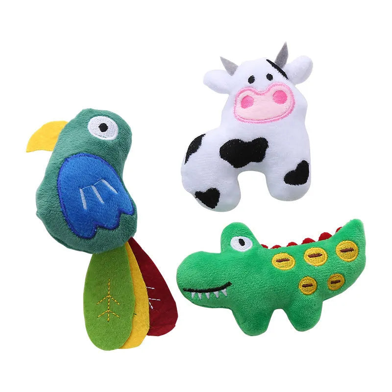 Soft plush cat toy in cow or parrot shape with catnip for interactive bite-resistant play