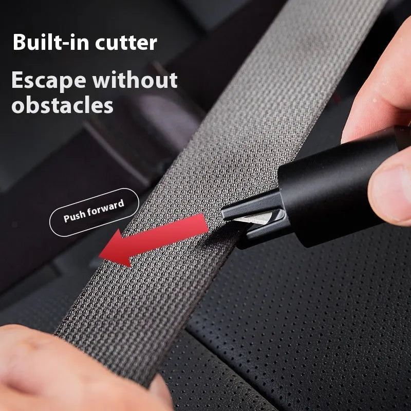 Aluminium alloy vehicle emergency window breaker tool in black, red, and silver colour options.