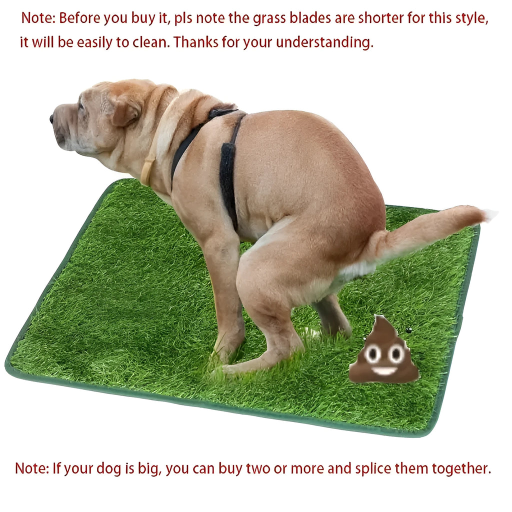 Washable artificial grass dog toilet training mat shown in small, medium, and large size options.