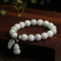 Natural jade geometric pendant bracelet with engraved Maitreya Buddha design in six colour options