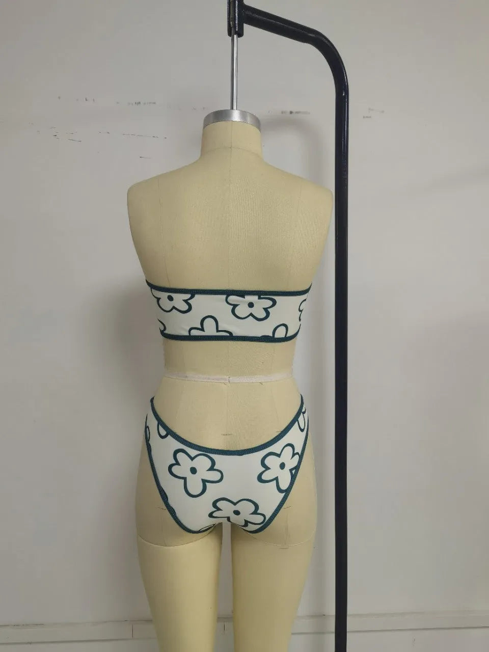 Women's ocean green bikini set with split briefs two piece swimsuit on white background