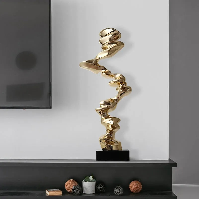 Abstract still life sculpture in natural resin with modern minimalist design for hallway hotel living room decor
