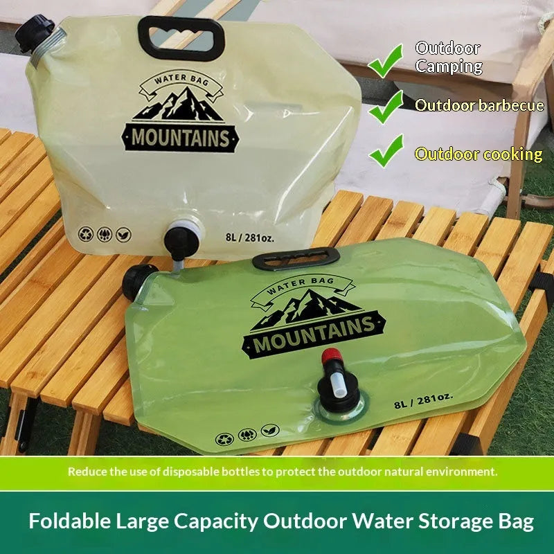 8L outdoor water storage bag in PE nylon PET with waterproof fabric for camping hiking fishing