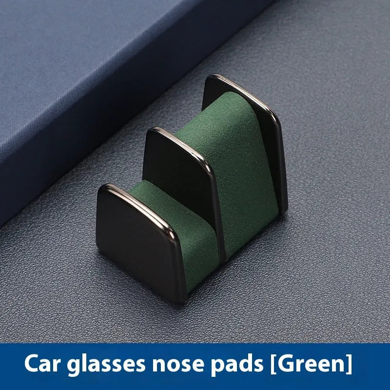 Zinc alloy leather car dashboard glasses clip in green, black, grey, or red colours