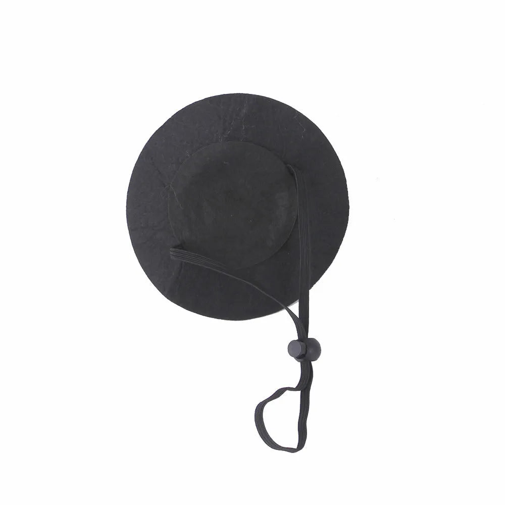 Cloth pet cat Halloween hat with embossed pumpkin design on feline head