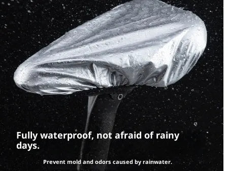 Silver polyester bicycle saddle rain cover for outdoor cycling, average size