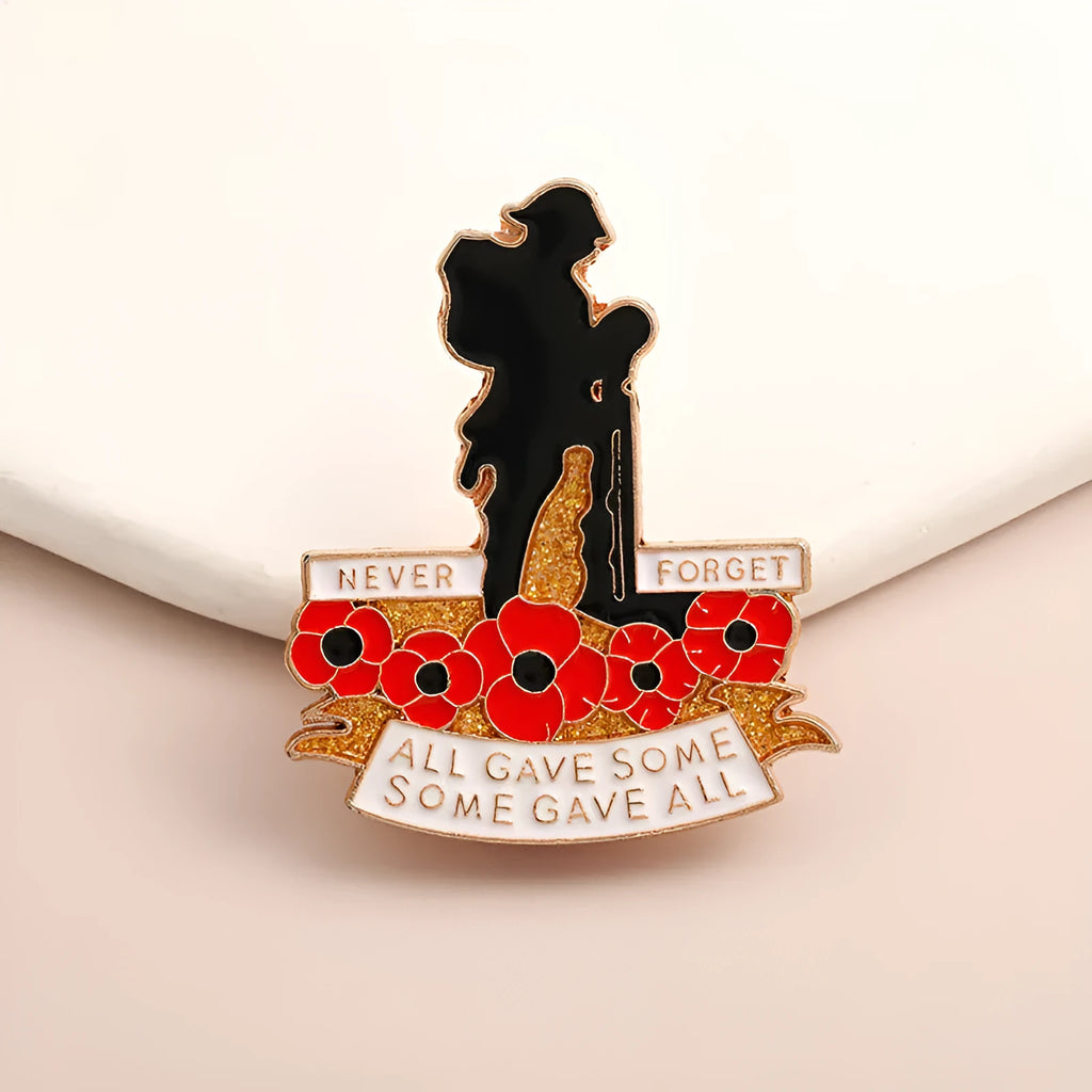 Alloy British Legion soldier cowboy backpack lapel pin badge with geometric auspicious pattern in cold style finish