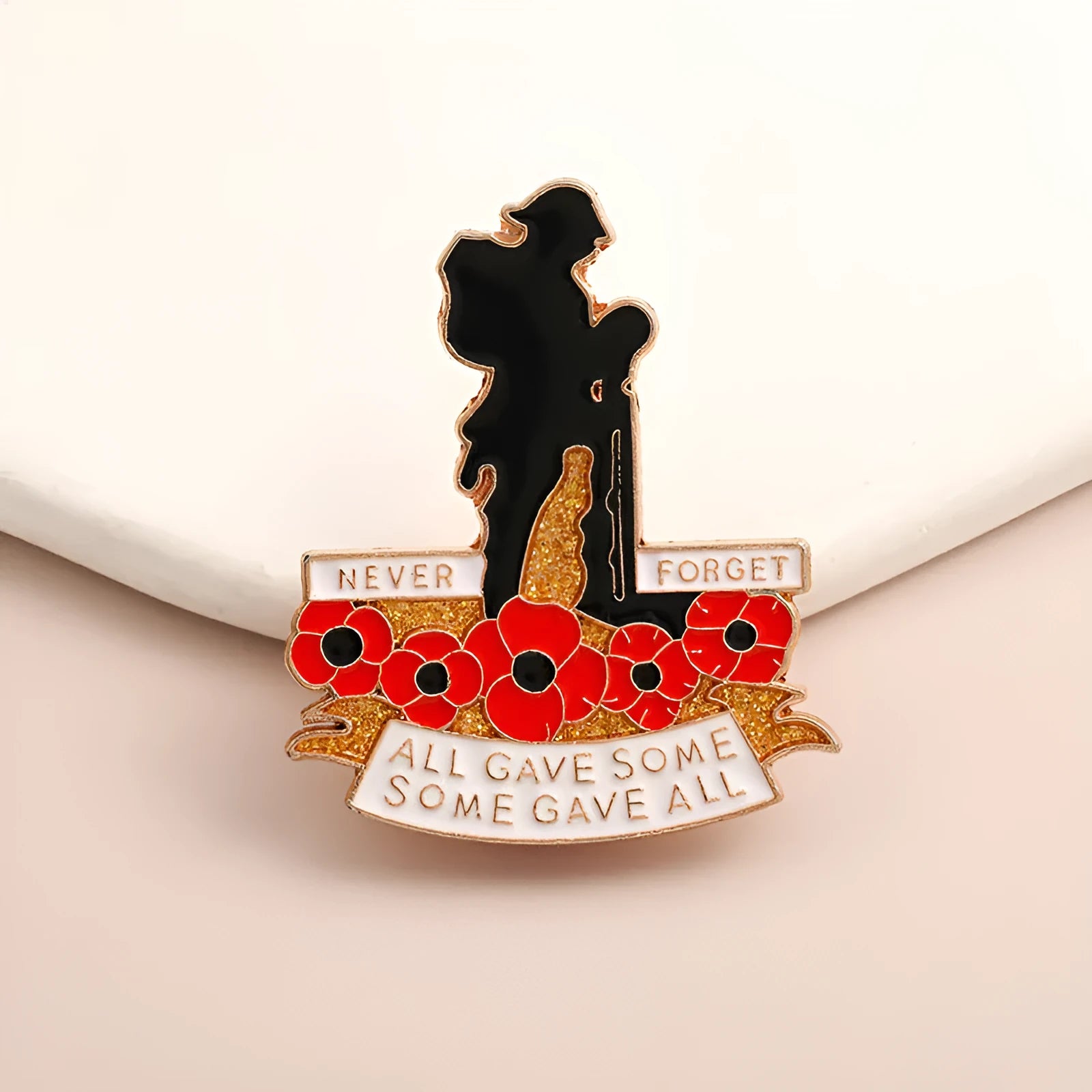 Alloy British Legion soldier cowboy backpack lapel pin badge with geometric auspicious pattern in cold style finish