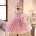 Pink children's little princess dress with polyester fibre fabric, suitable for heights 80-150cm, flower girl style