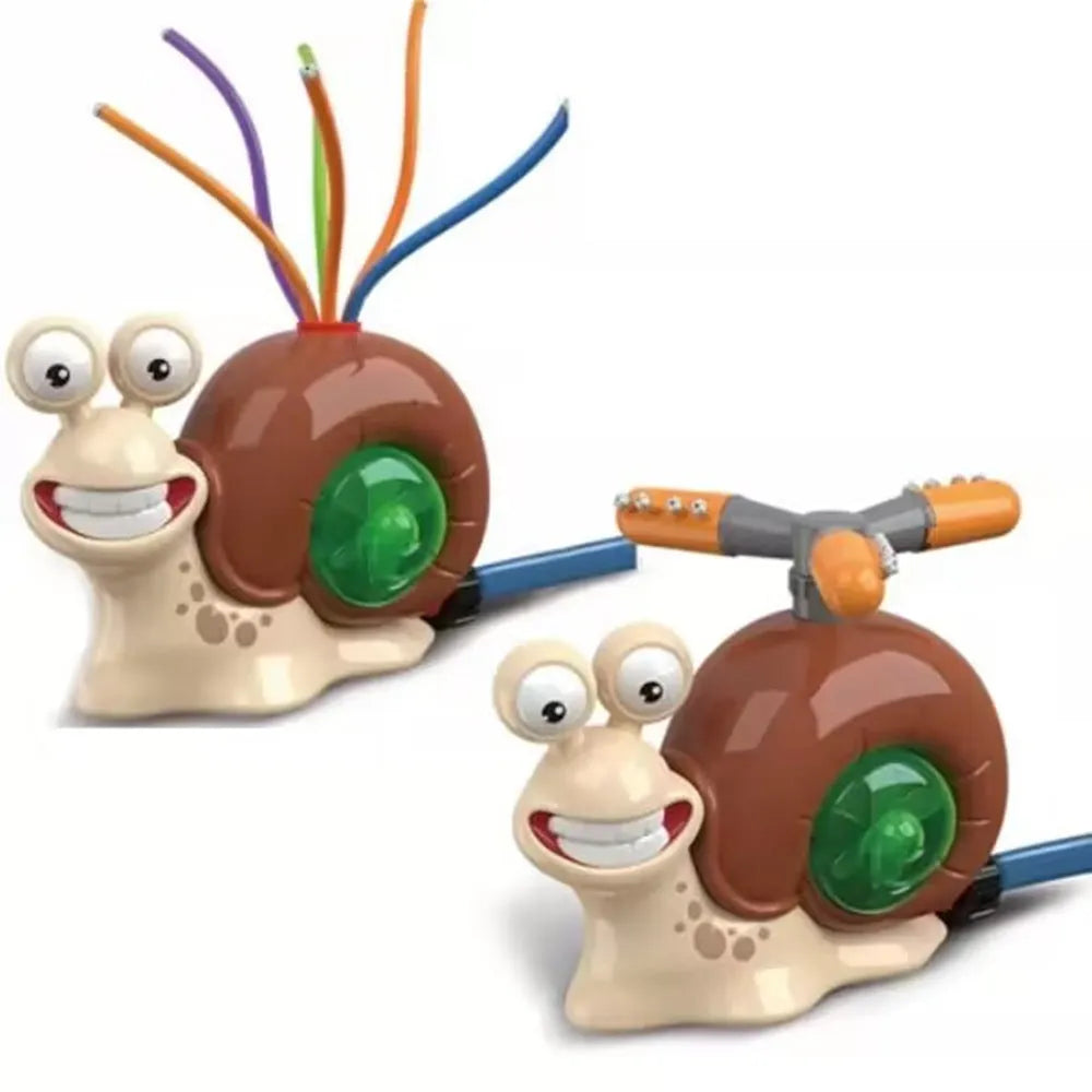 Cactus-shaped outdoor water sprinkler toy for kids connecting to a garden hose in a sunny backyard