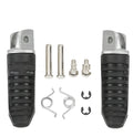 Black aluminium alloy motorcycle foot pegs set for Suzuki Hayabusa and V-Strom models.