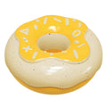 TPR material donut-shaped dog chew toy with textured surface for teeth cleaning in pink, yellow and chocolate colours