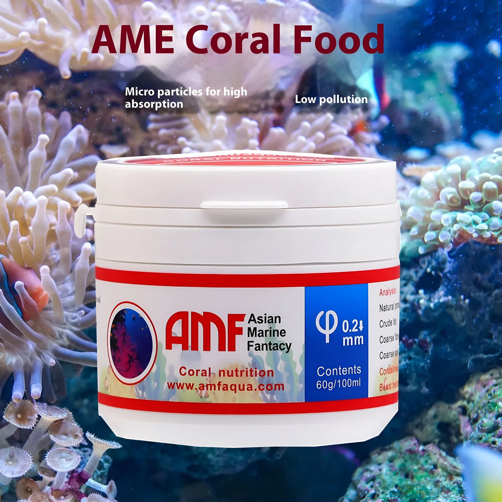 Ornamental fish coral feed micro particles in 30g pack with spoon and feeding tube