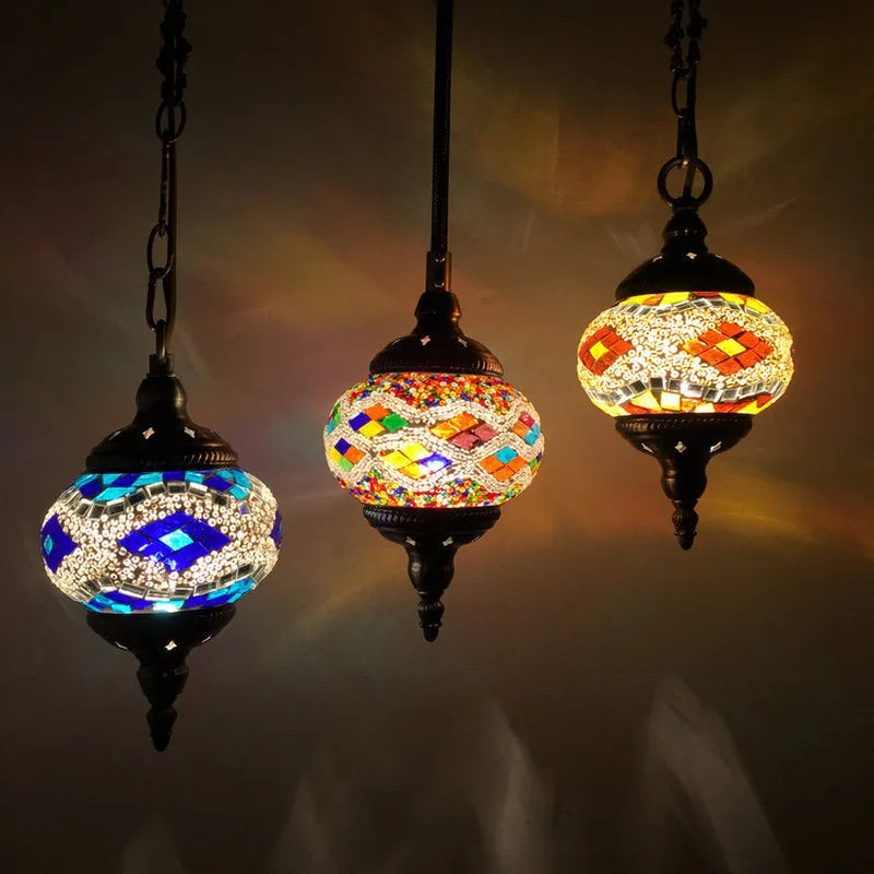 Turkish chandelier with glass lampshade, 1.2m adjustable length, 148mm shade and E26 E27 fitting