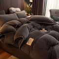 Coral fleece plus velvet thick polyester duvet cover in solid colour, single quilt cover available in five sizes