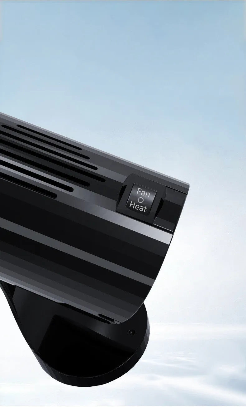 Black 150W car heater with ABS body, 12V or 24V, overheating protection, low noise, air purification option.