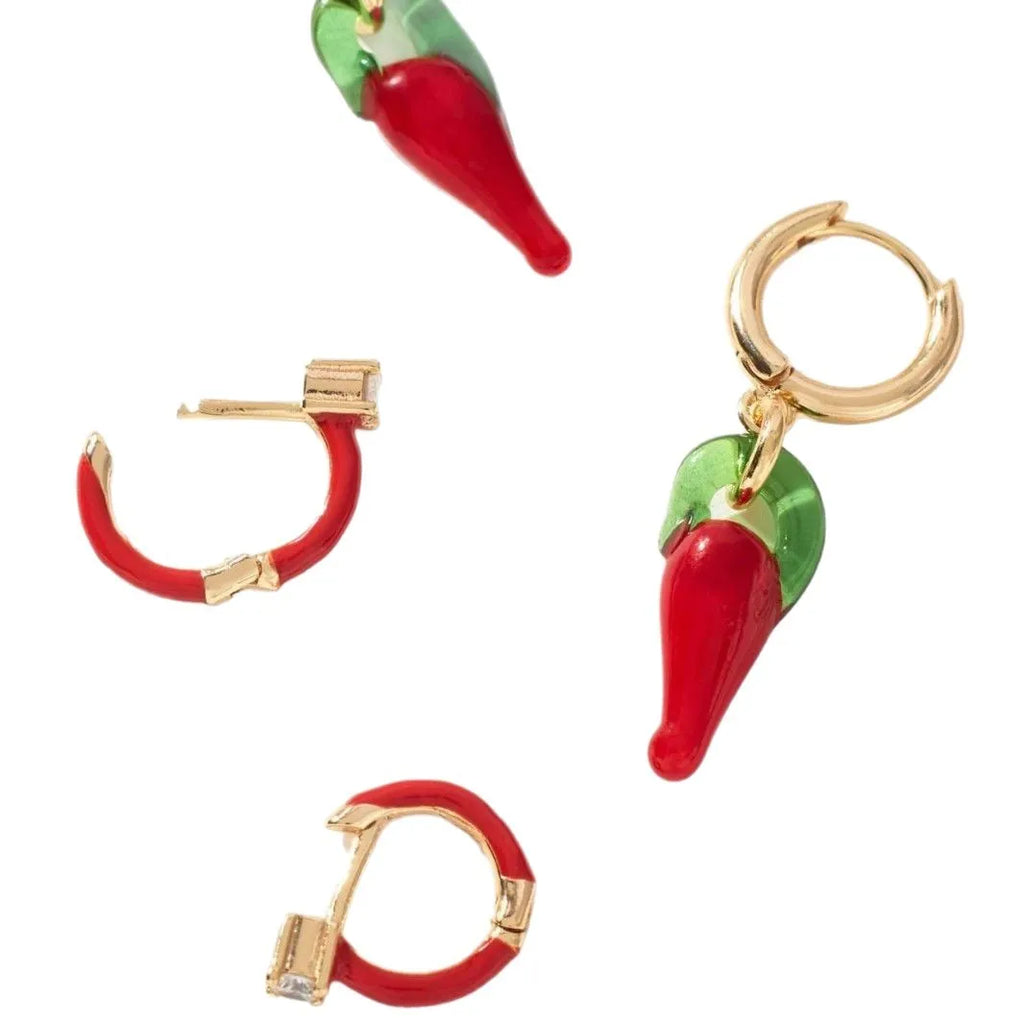 Pair of stainless steel fruit-shaped earrings in green grape design with electroplated finish