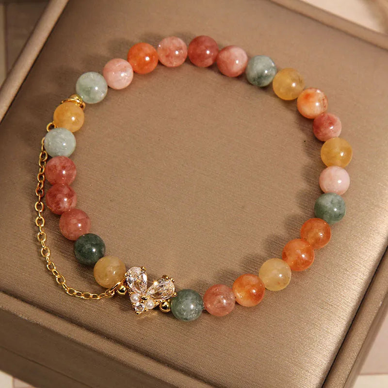 Fu Lu Shou crystal bracelet for women with V-shaped zircon detail in Ins light luxury minority style