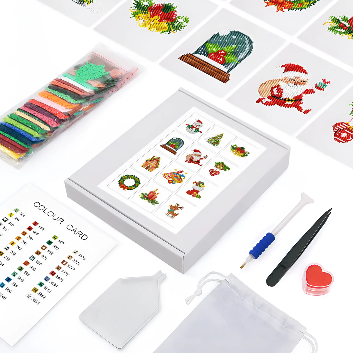 Frameless acrylic diamond painting set with 12 cartoon-style pieces at 15x15cm or 18cm