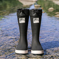 Couple platform high tube waterproof rain boots in solid colours with non-slip soles