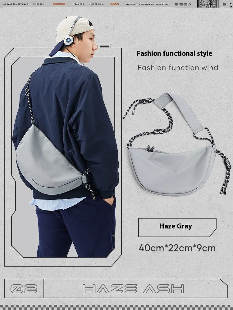 Men's lightweight nylon messenger bag in urban simplicity design with large capacity for commuting
