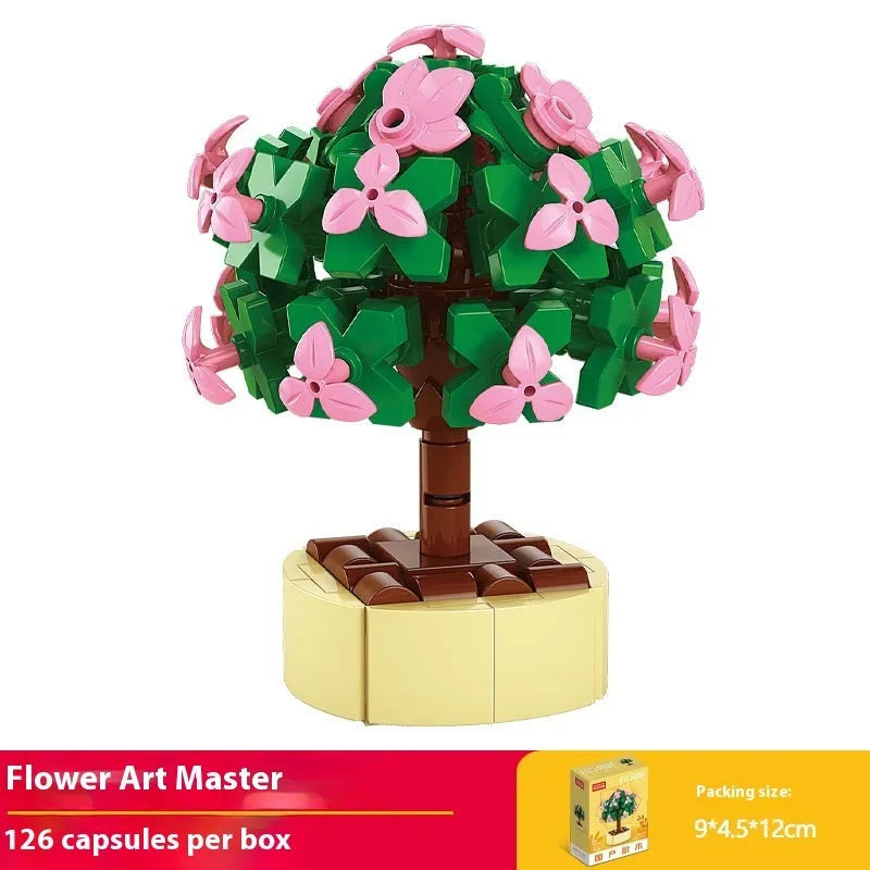 Plastic building blocks flower pot model assembly toy for teenagers