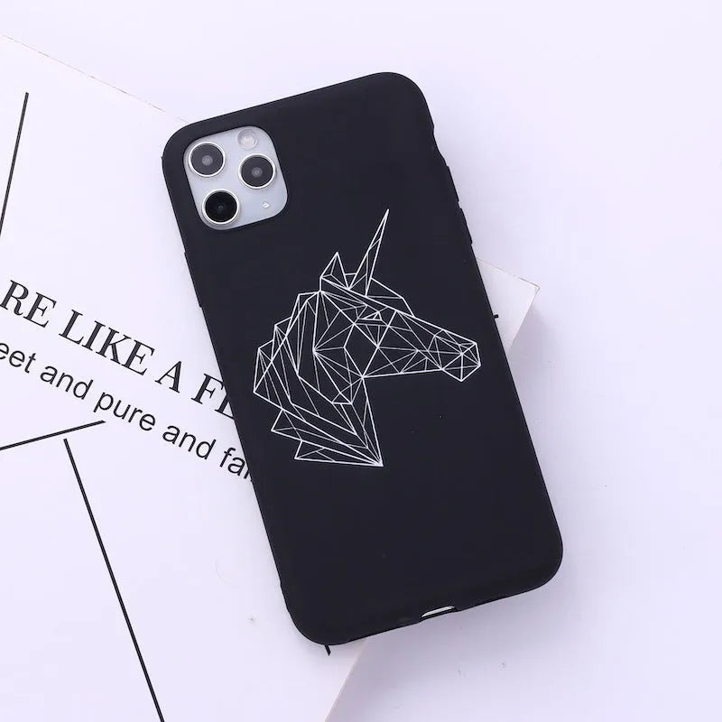 TPU iPhone case with painted animal graffiti design showing solid colour background with detailed artwork