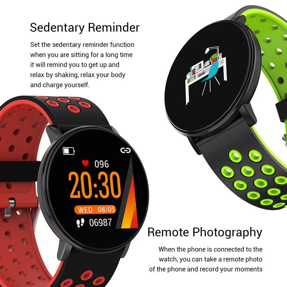 Sports smart bracelet with 1.3 inch screen and silicone strap in black colour option
