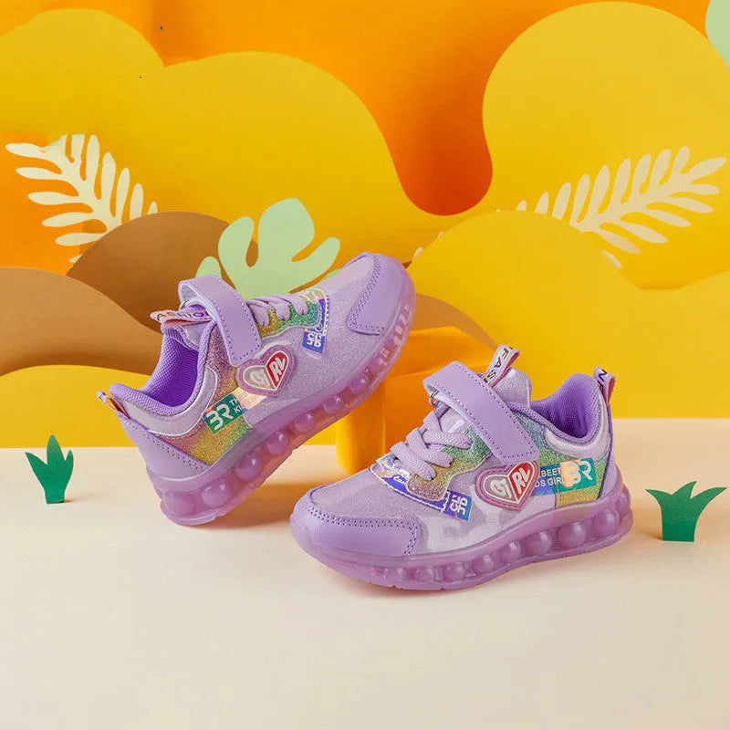 Girls fashion jelly sole sports shoes in pink with breathable upper and TPR sole, UK sizes 26-37