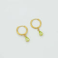 Drop-shaped zircon earrings in seven colours on a woman's earlobe titanium steel geometric design