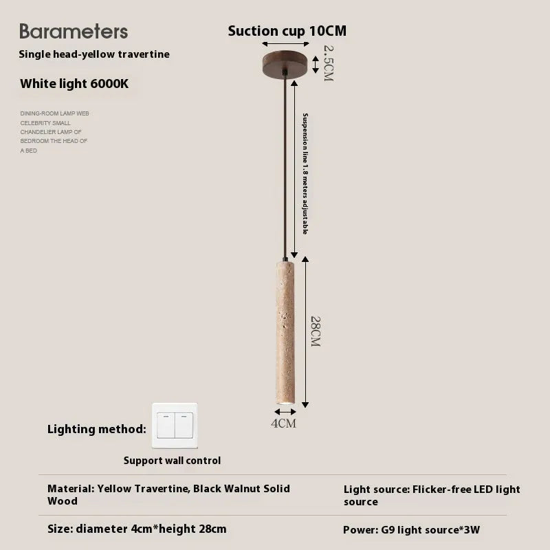 Minimalist 28cm bedside chandelier with single head warm light on wall near bed, modern simplicity style